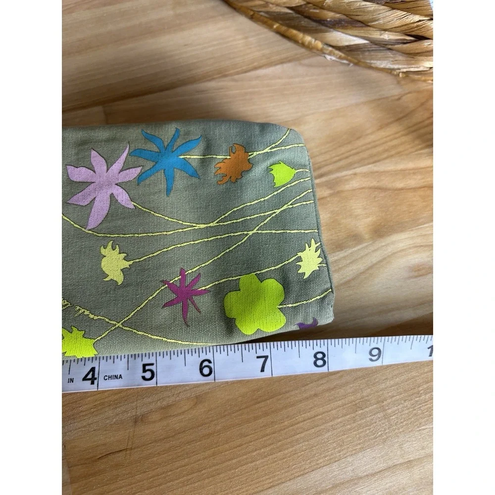 Make‎ Love Not Trash Floral Handpainted Wallet Green Multi Zip Around Boho Hippy